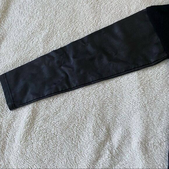 jj Basic Black Knit sweater with pleather sleeves size medium high low … - Picture 6 of 7